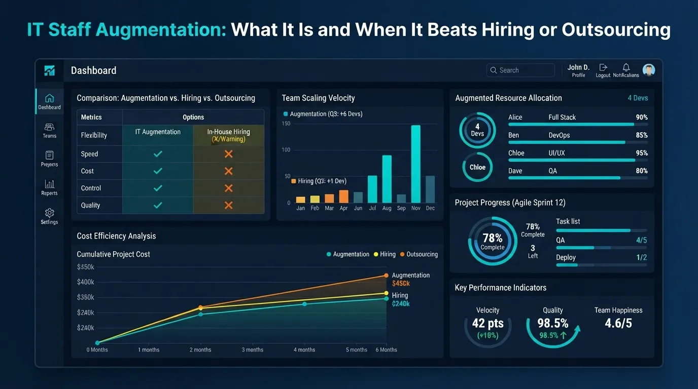 IT Staff Augmentation: What It Is and When It Beats Hiring or Outsourcing
